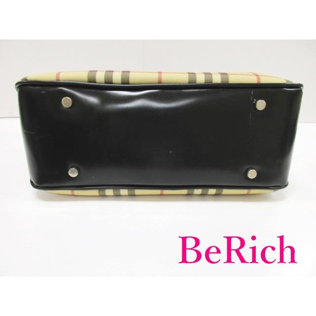 バーバリー BURBERRY ハンドバッグ トートバッグ ブラウン 茶 チェック キャンバス レザー ロゴ 鞄 【中古】 bk7368_2