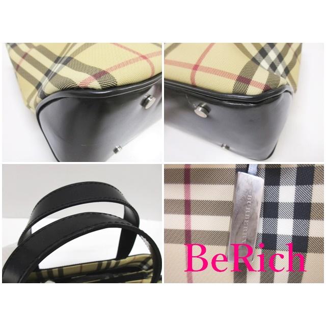 バーバリー BURBERRY ハンドバッグ トートバッグ ブラウン 茶 チェック キャンバス レザー ロゴ 鞄 【中古】 bk7368_3