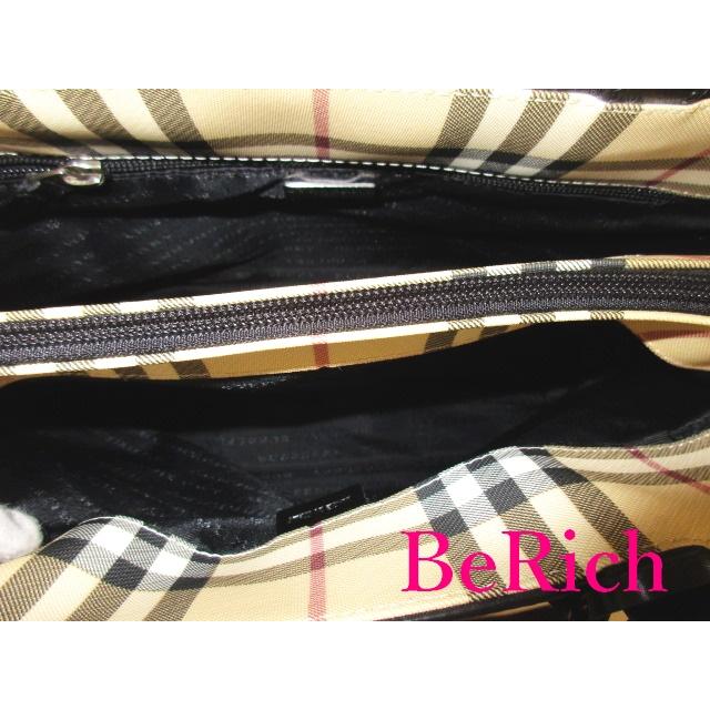 バーバリー BURBERRY ハンドバッグ トートバッグ ブラウン 茶 チェック キャンバス レザー ロゴ 鞄 【中古】 bk7368_5