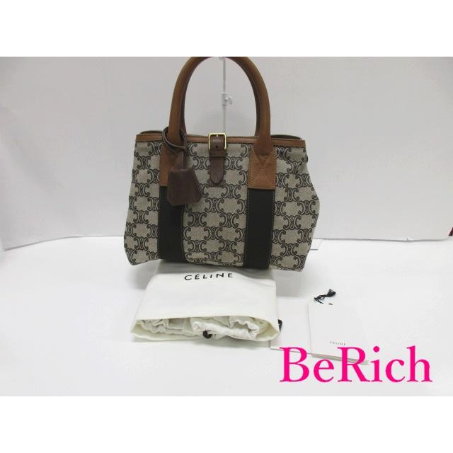 セリーヌ ミニ トートバッグ マカダム 黒 ベージュ 茶 キャンバス  