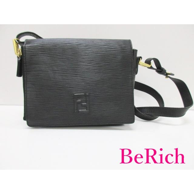 フェンディ FENDI ショルダーバッグ 黒 ブラック キャンバス レザー  