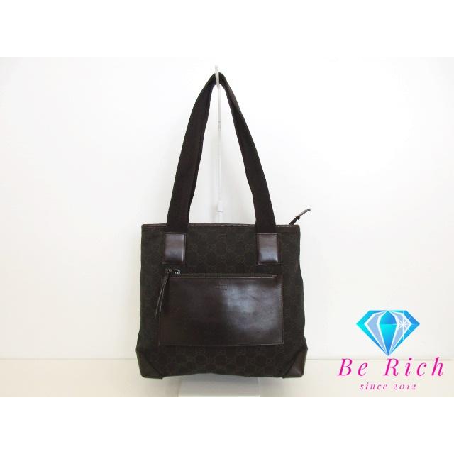 GUCCI グッチ トートバッグ 28893 GG キャンバス レザー ブラウン 茶 