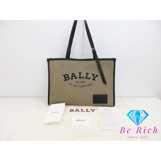 美品 バリー BALLY CALIE ミディアム トート バッグ ショルダーバッグ サンド ベージュ 黒 キャンバス レザー【中古】【送料無料】bk8822 | Bally | 09