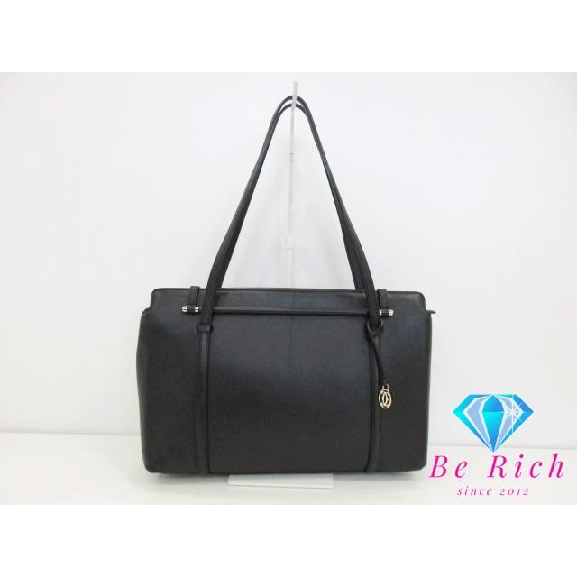 カルティエ Cartier カボション トートバッグ ショルダーバッグ L1000646 黒 ブラック レザー ハンドバック【中古】 bk8823 | Cartier
