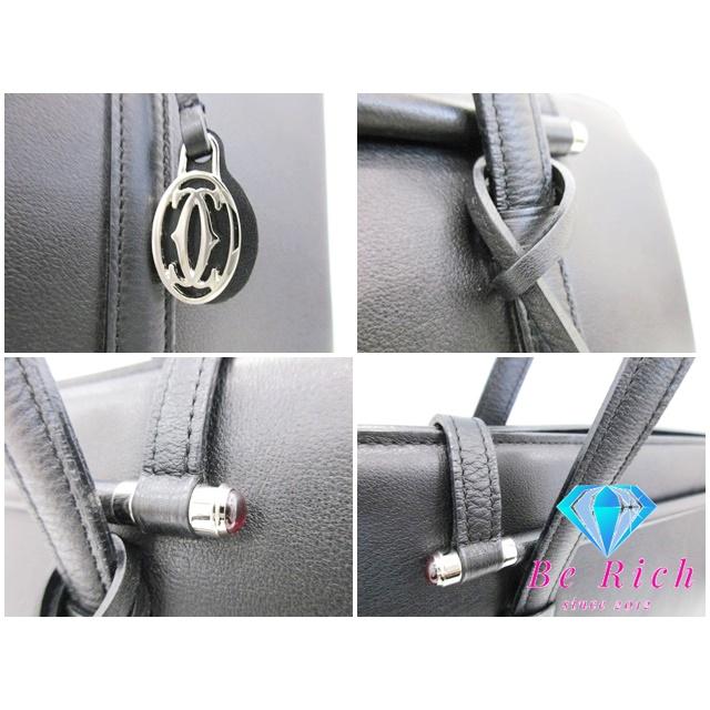 カルティエ Cartier カボション トートバッグ ショルダーバッグ L1000646 黒 ブラック レザー ハンドバック【中古】 bk8823 | Cartier | 05