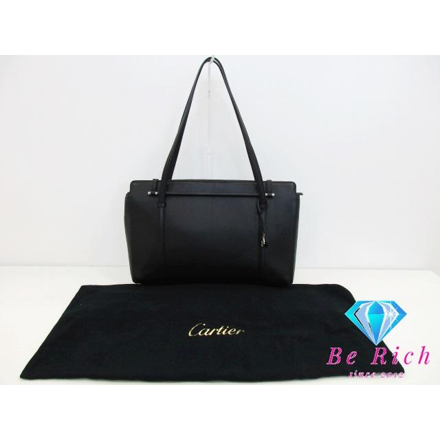 カルティエ Cartier カボション トートバッグ ショルダーバッグ L1000646 黒 ブラック レザー ハンドバック【中古】 bk8823 | Cartier | 09