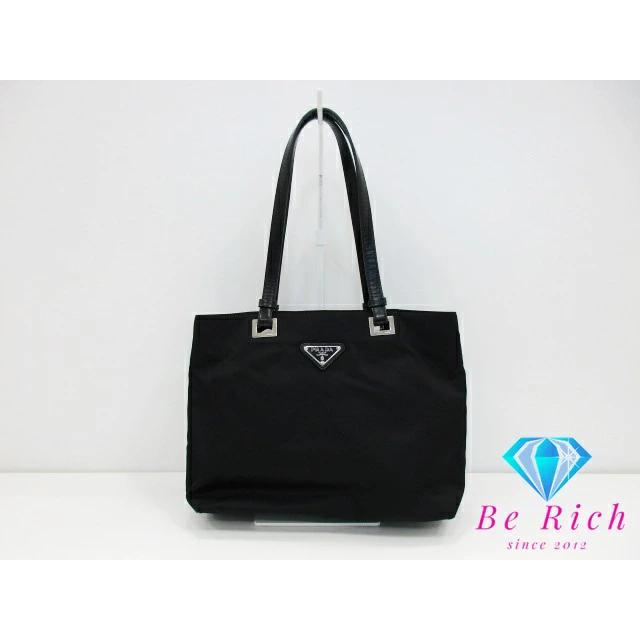 PRADA プラダ ハンドバッグ ポコノ ブラック 黒 ナイロン レザー ロゴ  