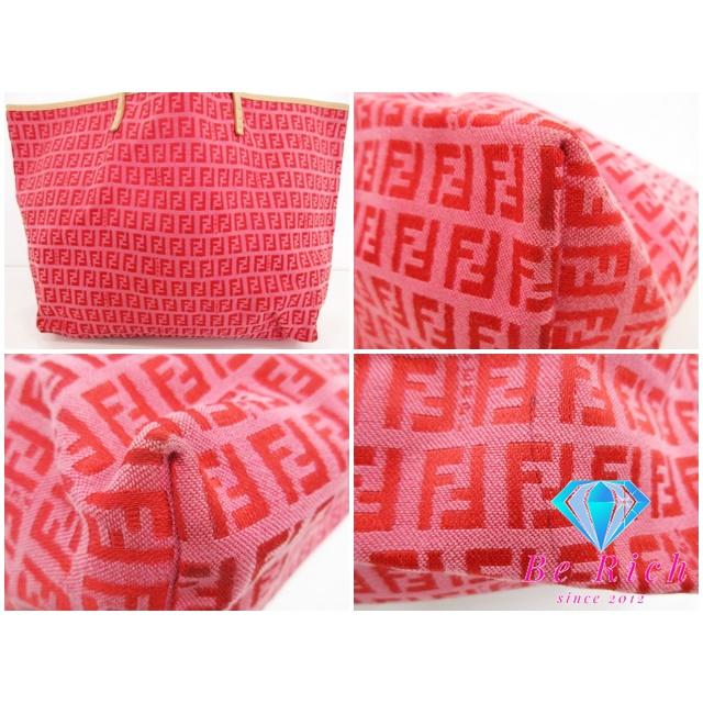 FENDI（フェンディ） トートバッグ 8BH005 ズッキーノ ピンク レッド