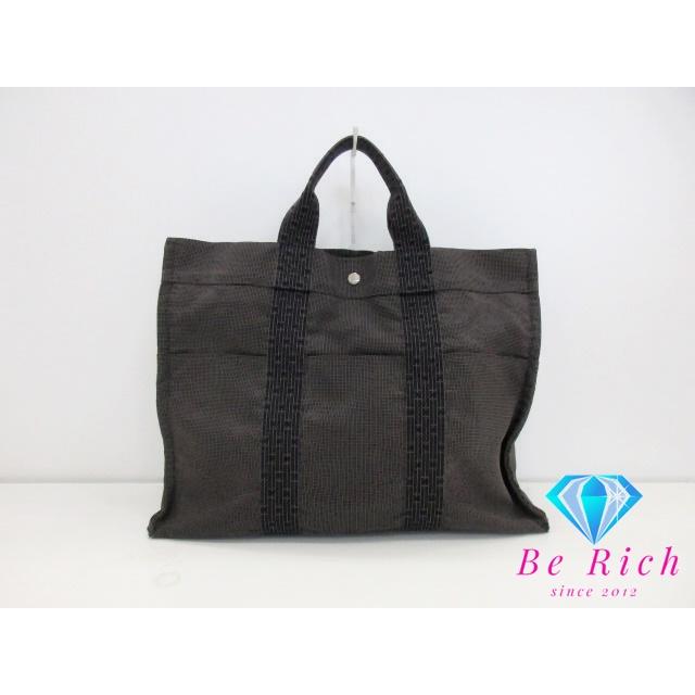 エルメス HERMES トートバッグ ハンドバッグ エール ライン トート MM ダーク グレー ブラック 黒 ロゴ 【中古】bk9046 | エールライン