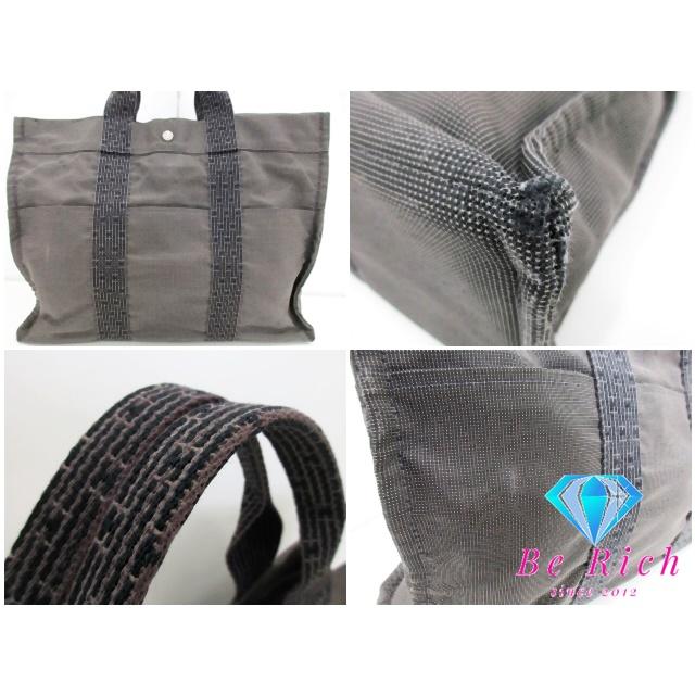 エルメス HERMES トートバッグ ハンドバッグ エール ライン トート MM ダーク グレー ブラック 黒 ロゴ 【中古】bk9046 | エールライン | 04