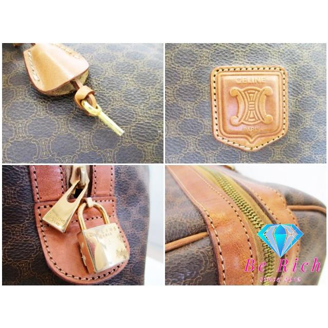 CELINE（セリーヌ） ボストンバッグ マカダム ブラウン 茶 PVC レザー