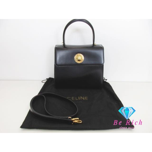 CELINE ブラック レザー　2way ハンドバッグ CELINE（セリーヌ） 美品 CELINE 2way ハンドバッグ ショルダーバッグ
