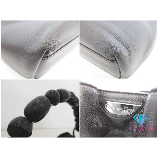 美品 クリスチャン ディオール Christian Dior マリスパール ハンドバッグ ブラック 黒 レザー ロゴ 巾着 鞄 【中古】【送料無料】 bk9500_3