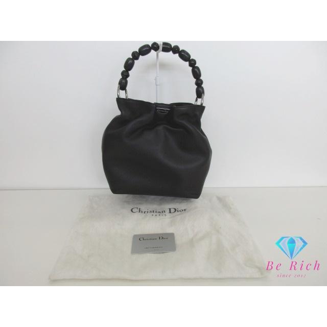 美品 クリスチャン ディオール Christian Dior マリスパール ハンドバッグ ブラック 黒 レザー ロゴ 巾着 鞄 【中古】【送料無料】 bk9500_6