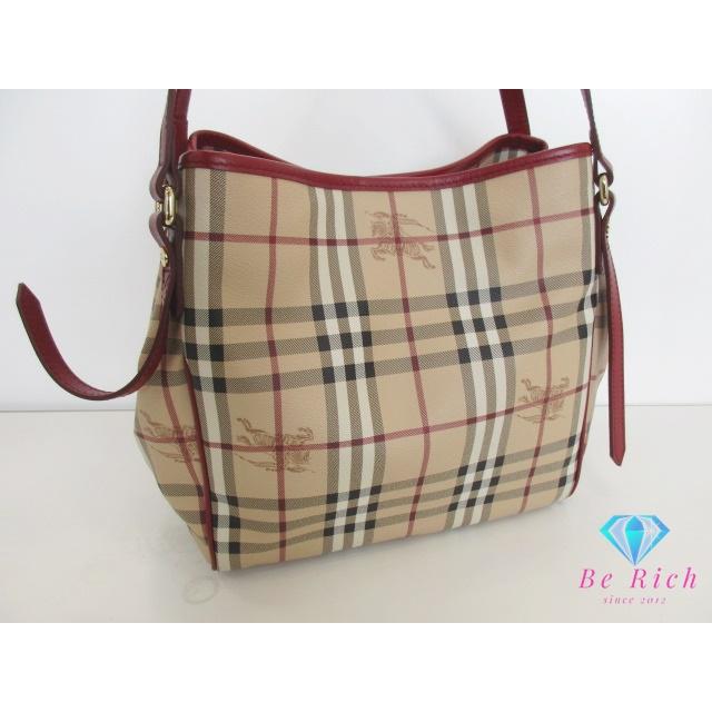 バーバリー BURBERRY ショルダーバッグ 3799356 ベージュ レッド 赤 ノバ チェック PVC レザー トートバッグ【中古】【送料無料】 bk9620 | BURBERRY | 04