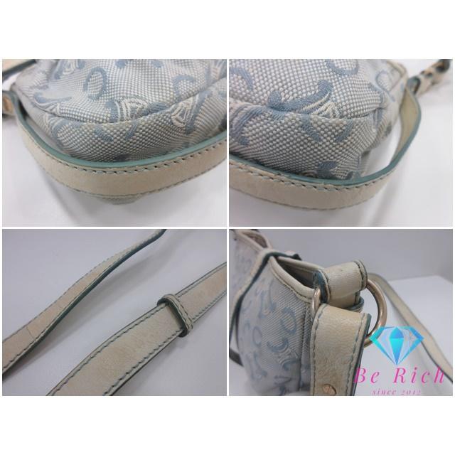 CELINE（セリーヌ） ショルダーバッグ Cマカダム 馬車 柄 水色 白