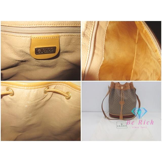 GUCCI グッチ ショルダーバッグ 巾着 GG柄　PVC×レザー ベージュ GUCCI グッチ ショルダーバッグ 巾着 GG柄 PVC×レザー ベージュ