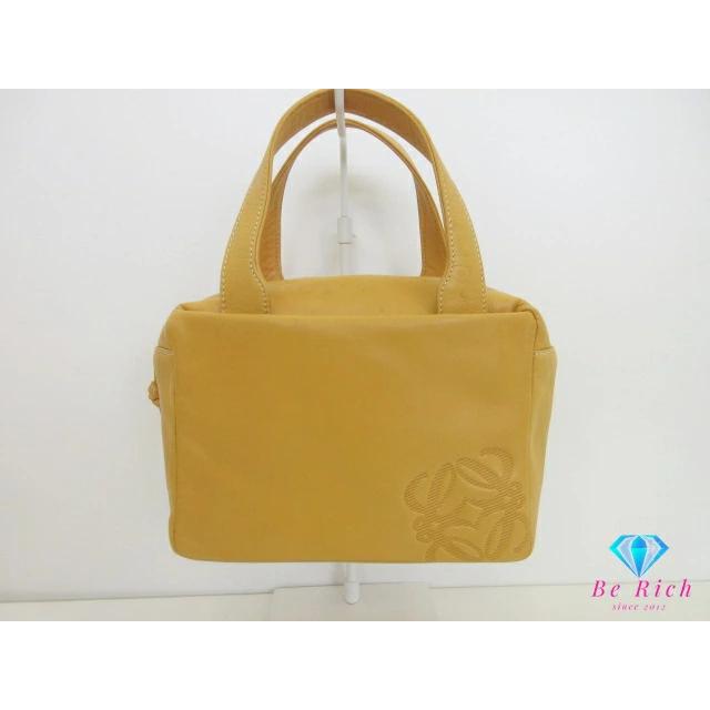 ロエベ アナグラム ミニハンドバッグ イエロー レザー レディース LOEWE 【中古】 LOEWE（ロエベ） アナグラム ミニ ハンドバッグ ナッパ レザー