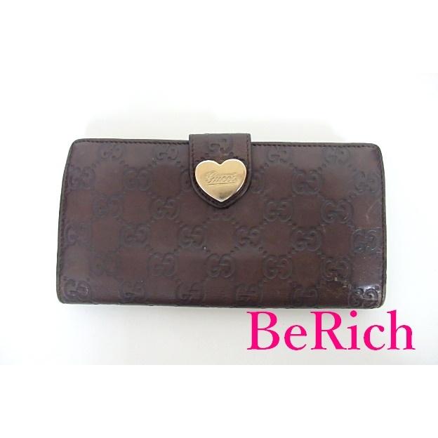 グッチ Gucci Wホック 二つ折り財布 長財布 Gg シマ ハート ロゴ プレート 3550 ブラウン 茶 レザー 二つ折り財布 中古 Bs2365 Bs2365 ビーリッチヤフー店 通販 Yahoo ショッピング