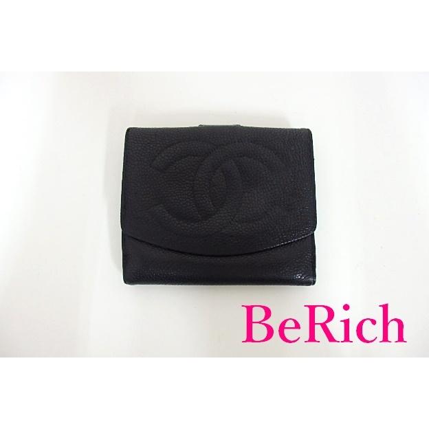 シャネル CHANEL Wホック 二つ折り財布 ココマーク ブラック 黒