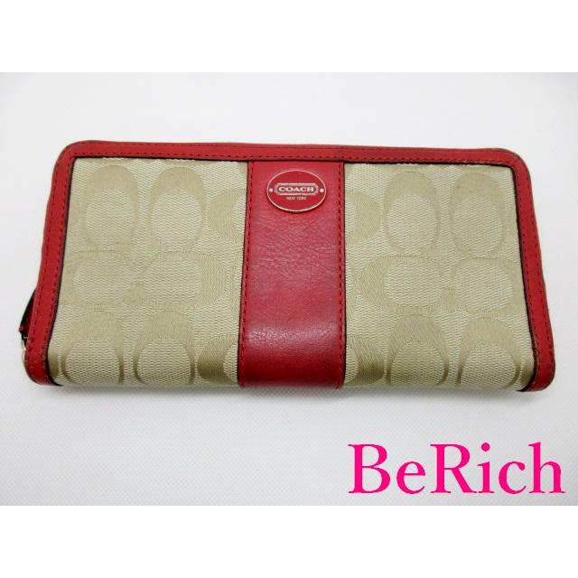 コーチ COACH ラウンド ファスナー 長財布 シグネチャー ストライプ