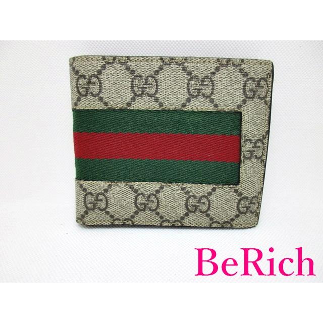 美品 グッチ GUCCI メンズ 二つ折り財布 408826 GG スプリーム