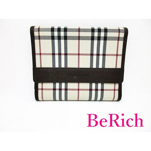 バーバリー BURBERRY Wホック 二つ折り財布 チェック 黒 ブラック 