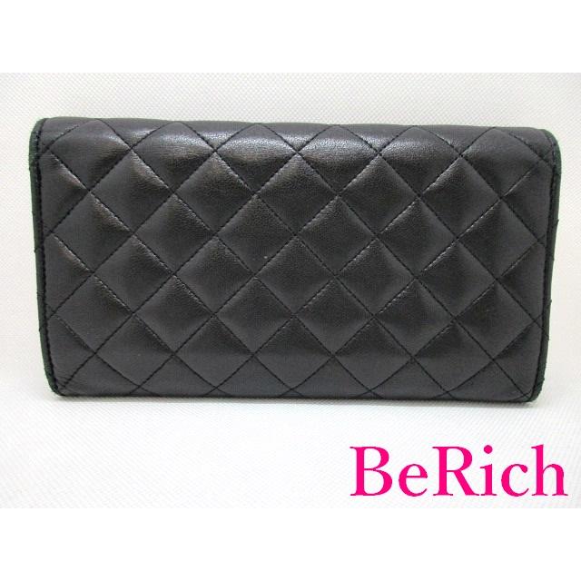 CHANEL シャネル 二つ折り 長財布 マトラッセ ラムスキン ココマーク 黒