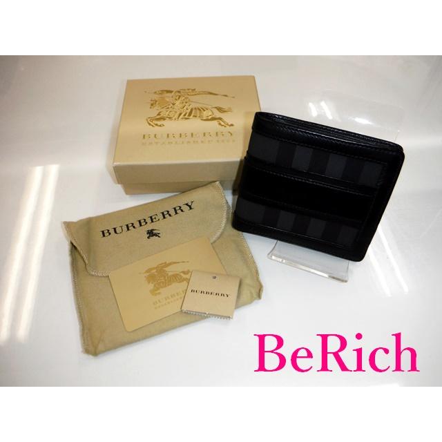 バーバリー 二つ折り 財布 黒 ブラック PVC レザー チェック メンズ BURBERRY 【中古】 bs3061 | BURBERRY | 09