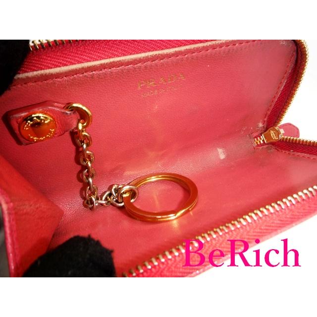 プラダ PRADA キーリング 付 キーケース 1PP026 ピンク サフィアーノ レザー ロゴ スマート キーホルダー 【中古】 bs3074｜be-rich0112｜03