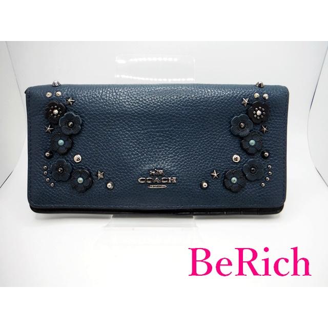 COACH コーチ 二つ折り 長財布 59015 青 ブルー レザー ウィズ 