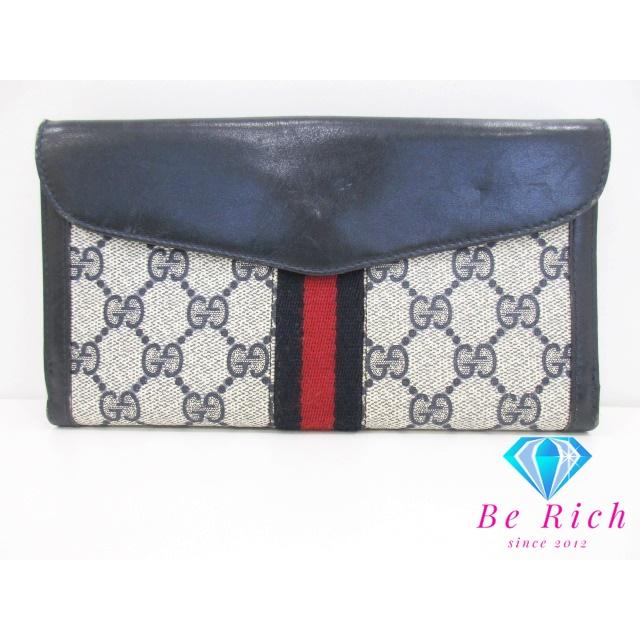 GUCCI（グッチ） GUCCI Wホック 長財布 GG ネイビー 紺 シェリー