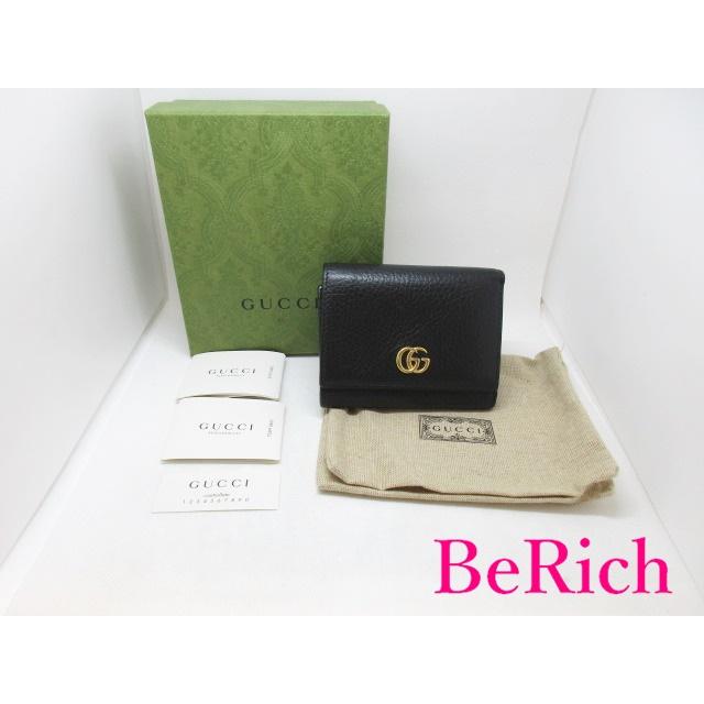 GUCCI グッチ 三つ折り財布 GGマーモント レザー Wホック GG グッチ GUCCI Wホック 三つ折り 財布 マーモント ロゴ 474746 黒