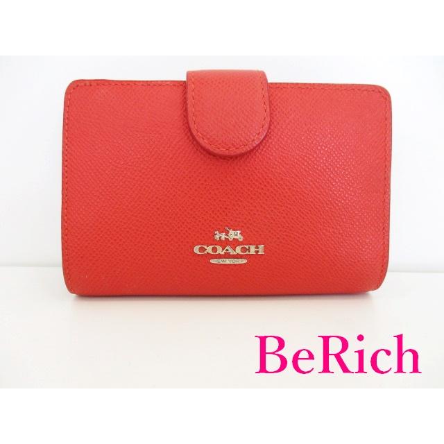 コーチ COACH 二つ折り財布 ホック ミディアム ウォレット レッド 赤 