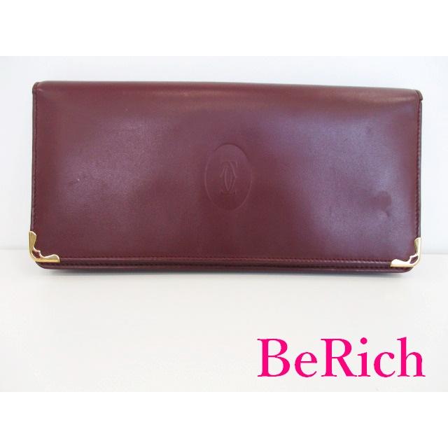 MUST DE CARTIER カルティエ Cartier 長財布 札入れ ボルドー レザー