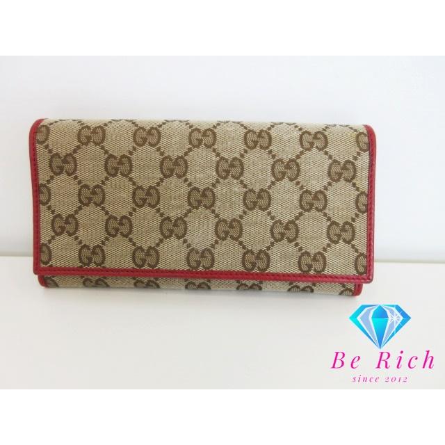 GUCCI GGキャンバス ブラウン 茶 二つ折り 長財布