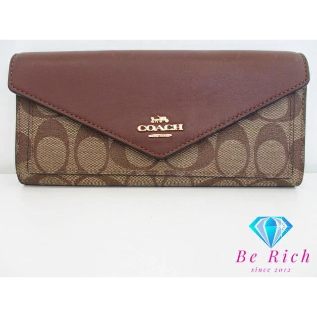 新品未使用　コーチ　長財布　シグネチャー　ベージュ　ブラウン　PVCレザー COACH（コーチ） 二つ折り財布 長財布 シグネチャー エンベロープ 3034