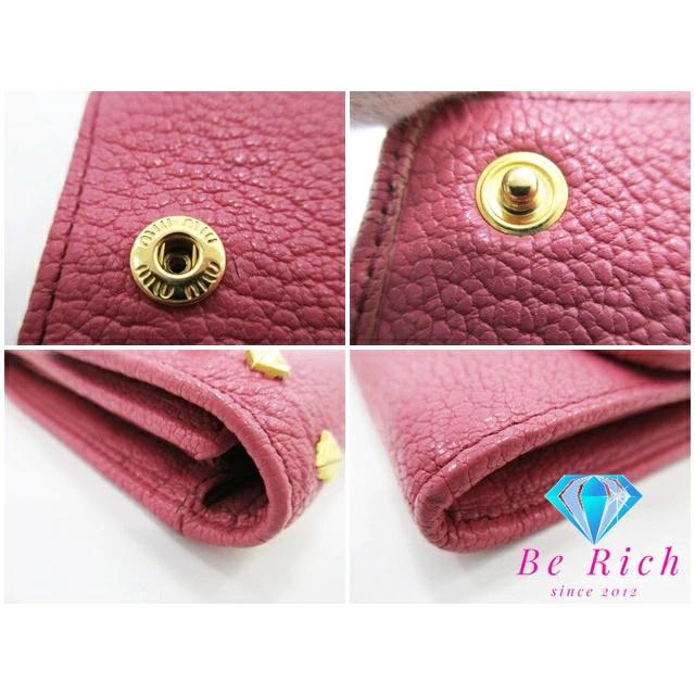 miu ミュウミュウ miumiu 二つ折り財布 長財布 5M1109 リボン スタッズ  