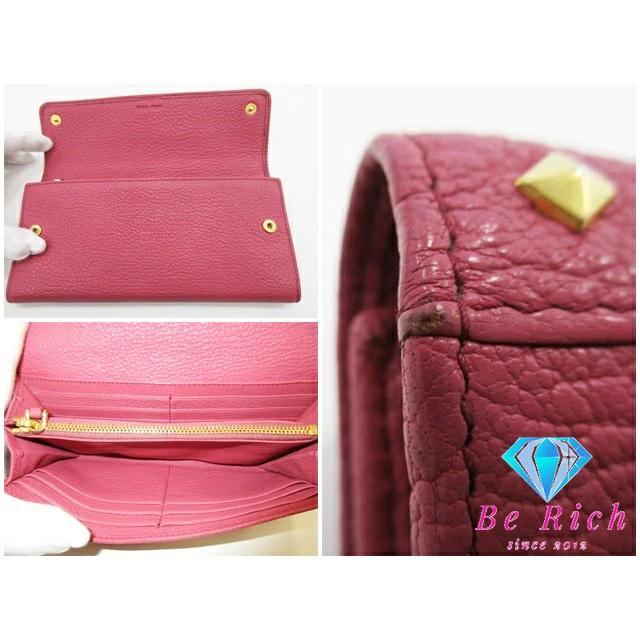 miu ミュウミュウ miumiu 二つ折り財布 長財布 5M1109 リボン スタッズ  