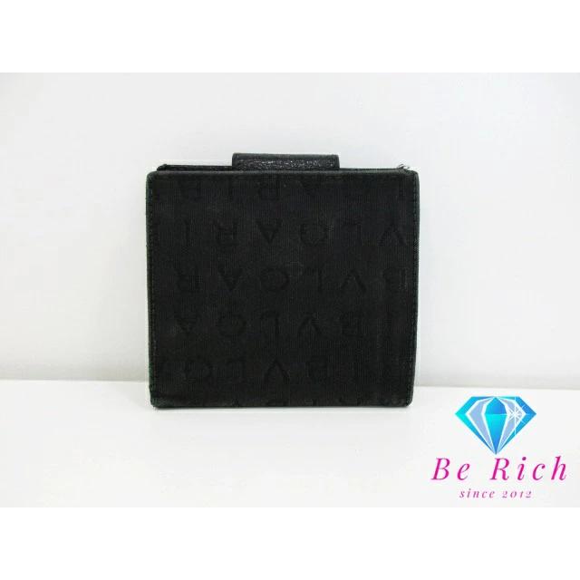 BVLGARI ブルガリ 二つ折り財布 コンパクト キャンバス ブラック