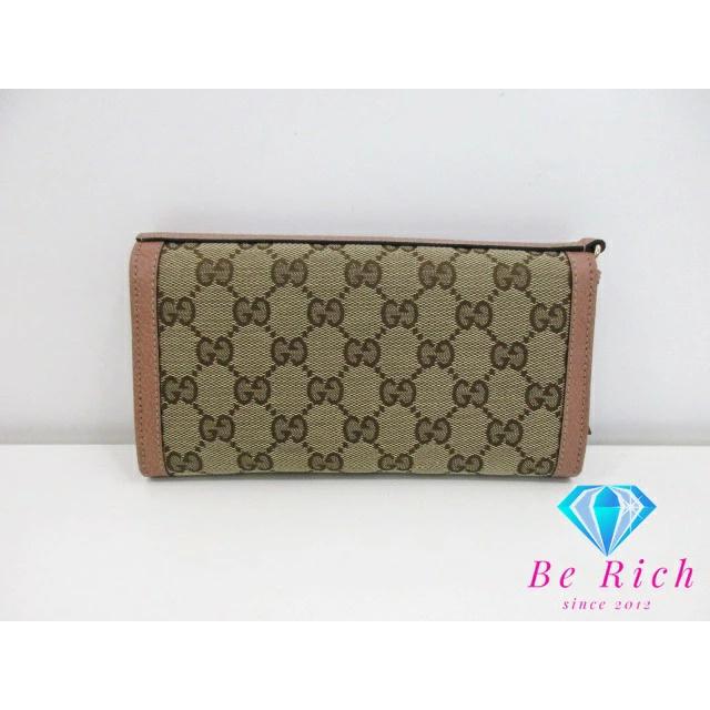 グッチ　長財布 GGキャンバス フラップ レザー シルバー金具　メタリックピンク グッチ 長財布 フラップGGキャンバス シルバー金具 ロゴ刻印 大容量