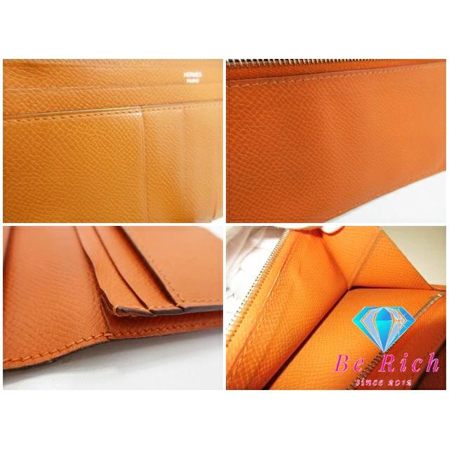 HERMES エルメス ベアンスフレ 二つ折り長財布 □Q 刻印 オレンジ HERMES エルメス ベアンスフレ 二つ折り長財布 □Q 刻印