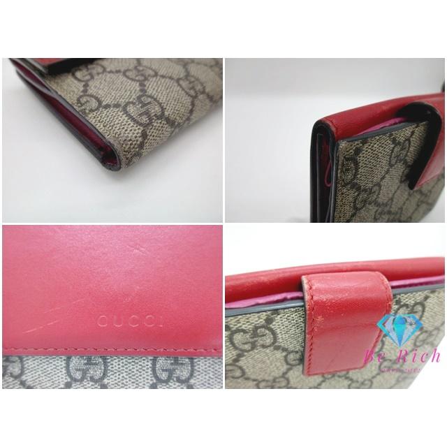 GUCCI（グッチ） GUCCI Wホック 二つ折り 財布 GG スプリーム ブラウン