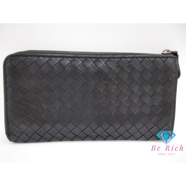 BOTTEGA VENETA イントレチャート 長財布 ブラック×ブルー BOTTEGA VENETA（ボッテガ・ヴェネタ） L字 ファスナー 長財布 114076