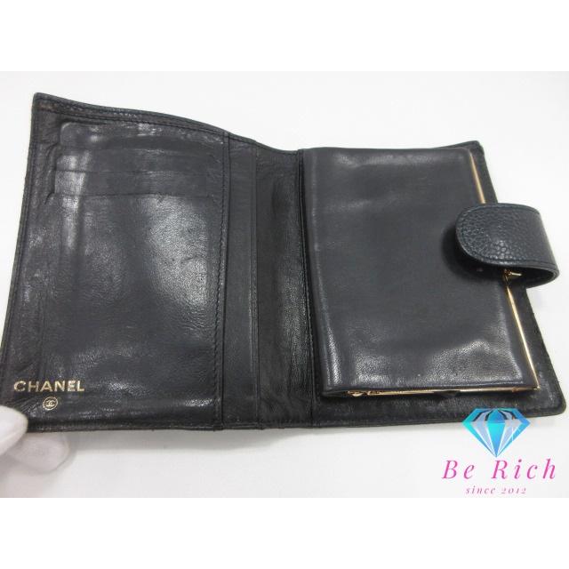 CHANEL（シャネル） CHANEL Wホック 二つ折り財布 がま口 小銭入れ 黒