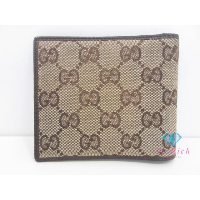 GUCCI（グッチ） 財布 二つ折り財布 04862 GG ベージュ 茶 キャンバス