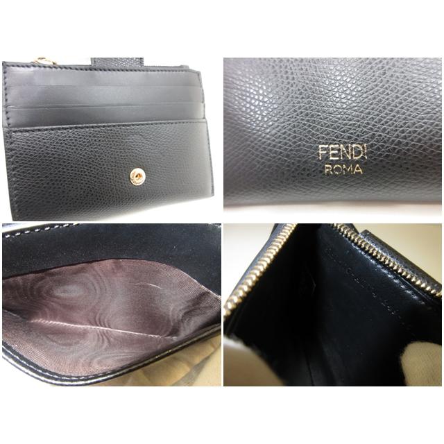 FENDI 美品 フェンディ FF ダイヤモンド ジップ カードケース コイン
