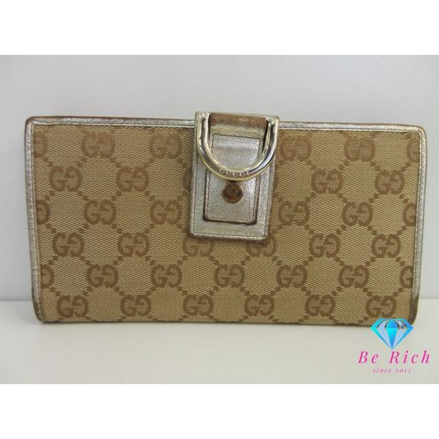 美品 グッチ ネオヴィンテージ タイガーヘッド 長財布 GGスプリーム ベージュ GG グッチ GUCCI Wホック 二つ折り 長財布 アビー ベージュ ゴールド