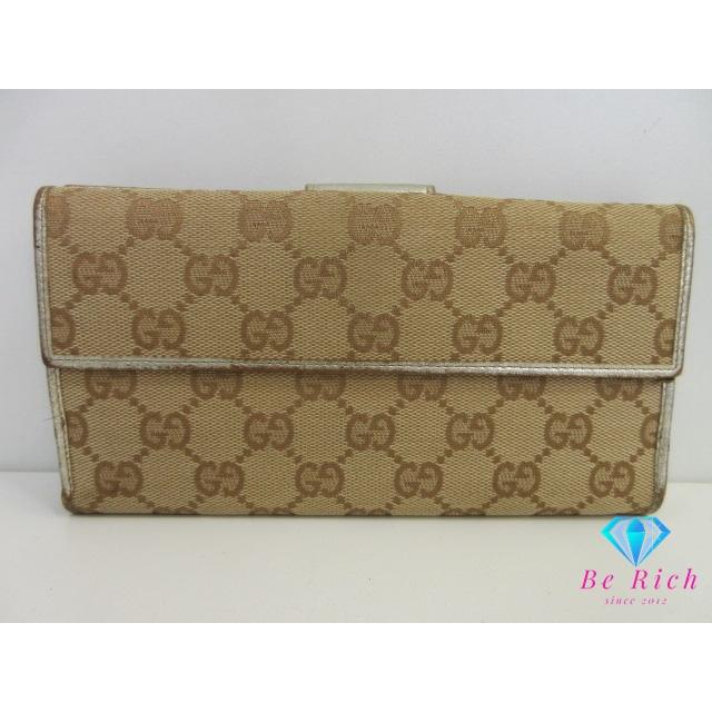 GG グッチ GUCCI Wホック 二つ折り 長財布 アビー ベージュ ゴールド