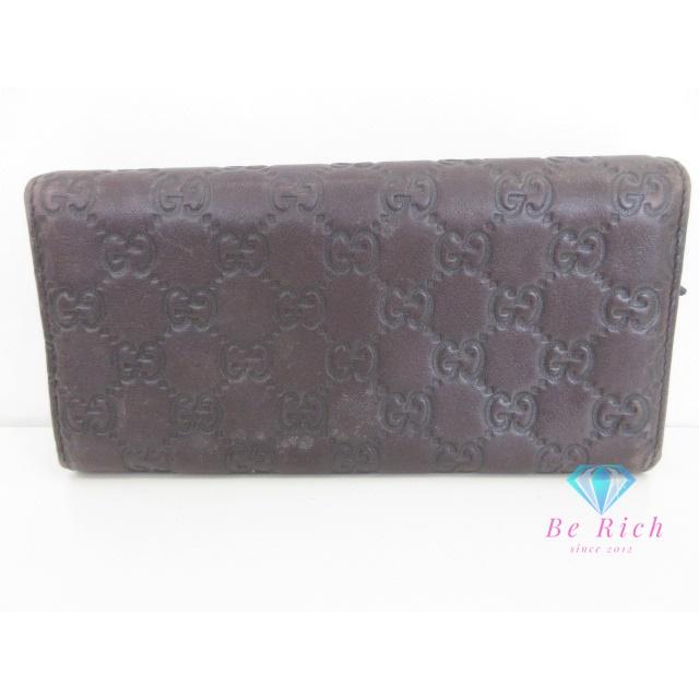 GUCCI グッチ レザー 二つ折り 長財布　ブラウン204836 GUCCI グッチ 二つ折り 長財布 204836 GG シマ ダークブラウン